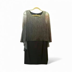 SLNY Fashion Metallic Cape Dress Women's‎ Size 12 Black/Metallic